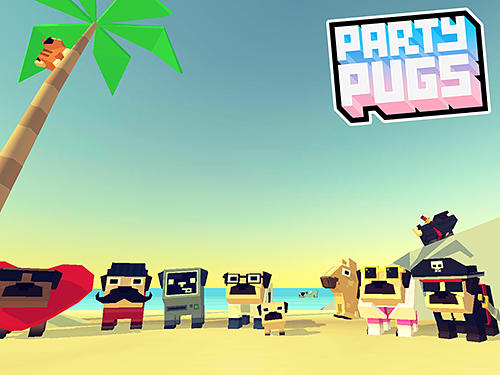 Party pugs: Beach puzzle go! poster