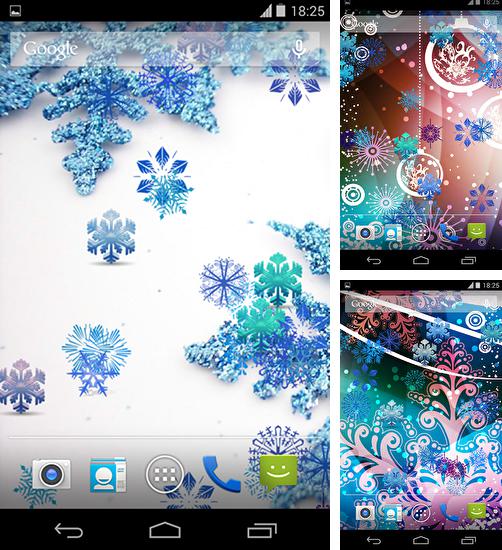 Kostenloses Android-Live Wallpaper Schöne Schneeflocken. Vollversion der Android-apk-App Beautiful snowflakes für Tablets und Telefone.