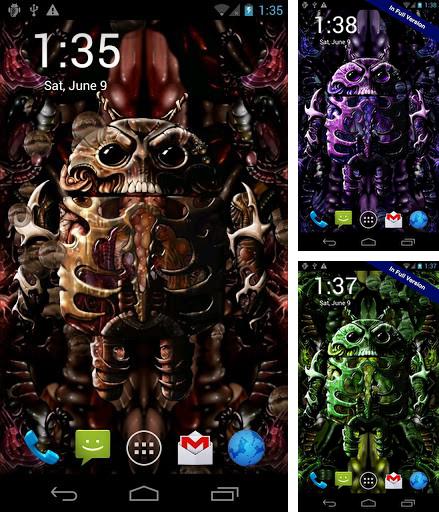 Kostenloses Android-Live Wallpaper Biomechanischer Droid. Vollversion der Android-apk-App Biomehcanical droid für Tablets und Telefone.