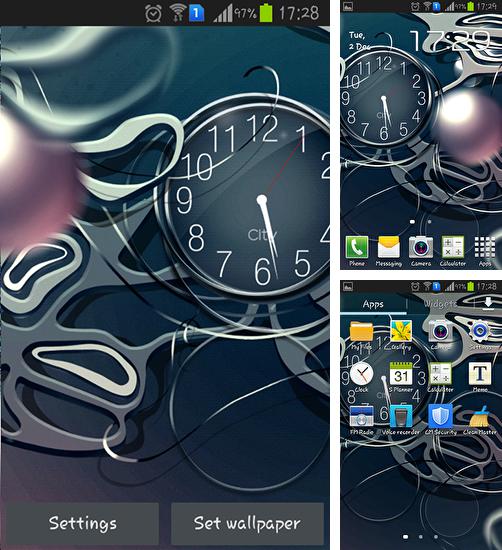 Kostenloses Android-Live Wallpaper Schwarze Uhr. Vollversion der Android-apk-App Black clock für Tablets und Telefone.