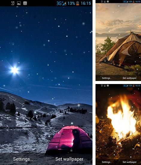 Zusätzlich zum Live Wallpaper Berge Jetzt für Android Mobiltelefone und Tablets, können Sie auch Camping, Camping kostenlos herunterladen.
