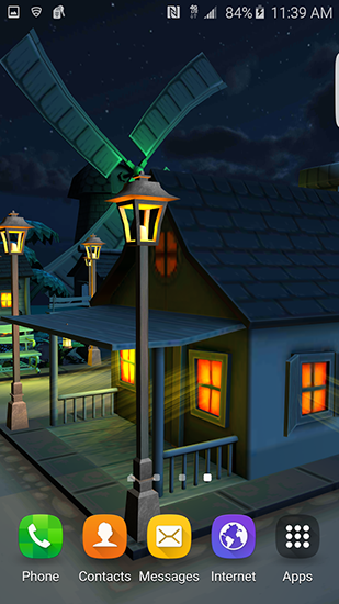 Cartoon night town 3D für Android spielen. Live Wallpaper Cartoon Nächtliche Stadt 3D kostenloser Download.