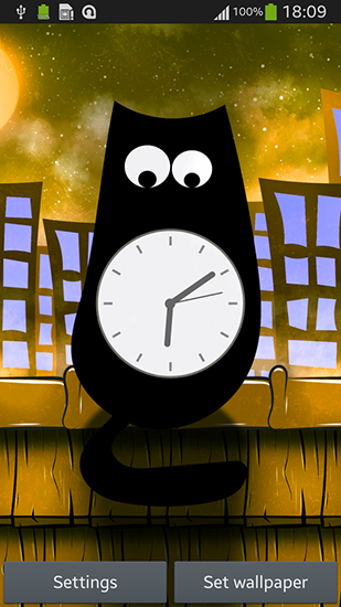 Screenshots of the Cat clock for Android tablet, phone.