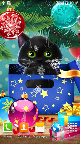 Christmas Cat Pour Android A Telecharger Gratuitement Fond D Ecran Anime Chat De Noel Sous Android