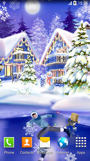 Papeis de parede animados Pista de gelo de Natal para Android. Papeis de parede animados Christmas ice rink para download gratuito.