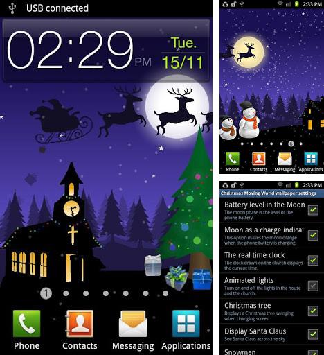 Kostenloses Android-Live Wallpaper Weihnachten: Bewegende Welt. Vollversion der Android-apk-App Christmas: Moving world für Tablets und Telefone.