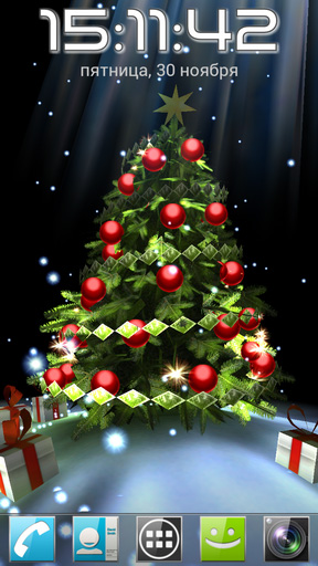Christmas tree 3D - бесплатно скачать живые обои на Андроид телефон или планшет.