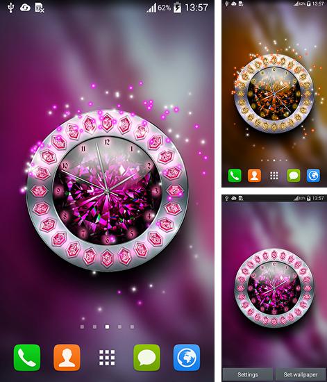 Zusätzlich zum Live Wallpaper Sonnenblumen bei Sonnenuntergang für Android Mobiltelefone und Tablets, können Sie auch Crystal clock, Kristalluhr kostenlos herunterladen.