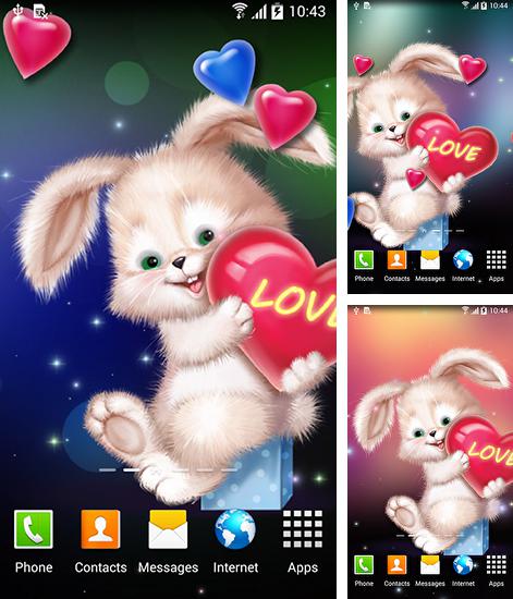 Kostenloses Android-Live Wallpaper Niedliches Häschen. Vollversion der Android-apk-App Cute bunny für Tablets und Telefone.
