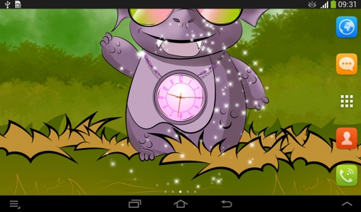 Fondos de pantalla animados a Cute dragon: Clock para Android. Descarga gratuita fondos de pantalla animados Dragón lindo: Reloj.