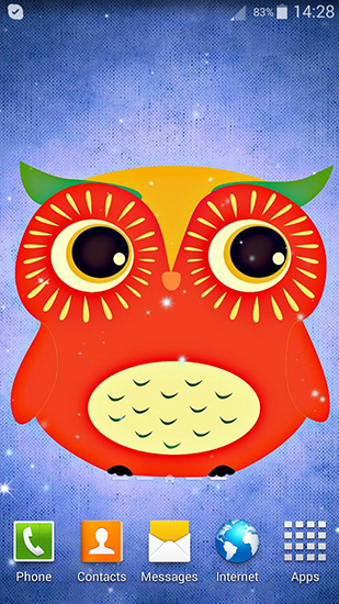 Écrans de Cute owl pour tablette et téléphone Android.