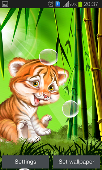 Écrans de Cute tiger cub pour tablette et téléphone Android.