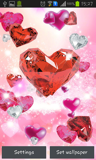 Fondos de pantalla animados a Diamond hearts by Live wallpaper HQ para Android. Descarga gratuita fondos de pantalla animados Corazones de diamantes  .