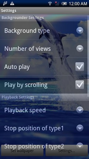 Écrans de Dolphin blue pour tablette et téléphone Android.