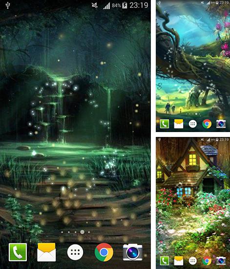 Дополнительно к живым обоям на Андроид телефоны и планшеты Дизайнерские часы, вы можете также бесплатно скачать заставку Fireflies by Live wallpaper HD.