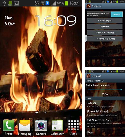 Kostenloses Android-Live Wallpaper Lagerfeuer Video HD. Vollversion der Android-apk-App Fireplace video HD für Tablets und Telefone.