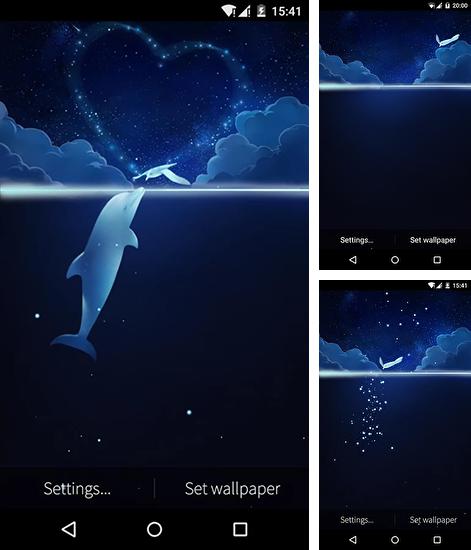 Kostenloses Android-Live Wallpaper Fisch und Vogel: Liebe. Vollversion der Android-apk-App Fish and bird: Love für Tablets und Telefone.