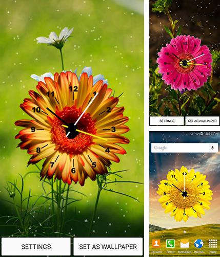 Flowers clock - бесплатно скачать живые обои на Андроид телефон или планшет.