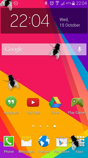 Kostenloses Android-Live Wallpaper Fliege im Telefon. Vollversion der Android-apk-App Fly in phone für Tablets und Telefone.