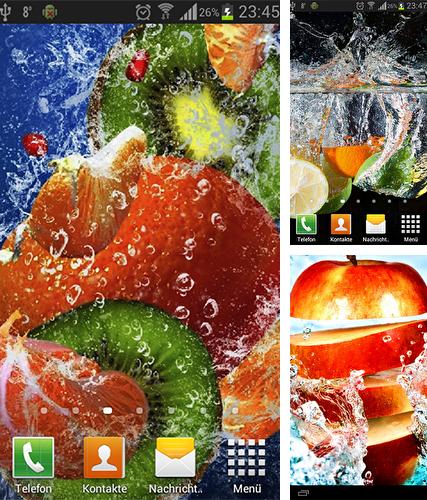 Kostenloses Android-Live Wallpaper Früchte. Vollversion der Android-apk-App Fruits in the water by Neygavets für Tablets und Telefone.