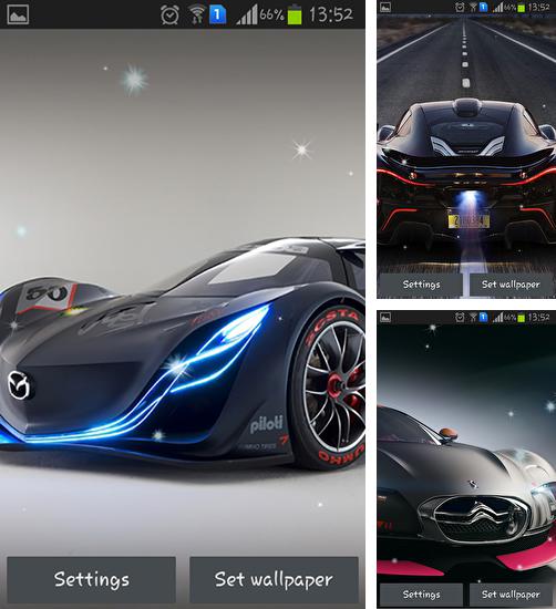 Zusätzlich zum Live Wallpaper Farbige Kristalle für Android Mobiltelefone und Tablets, können Sie auch Futuristic сars, Futuristische Autos kostenlos herunterladen.
