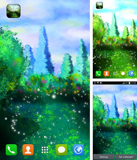 Дополнительно к живым обоям на Андроид телефоны и планшеты Танцующий котик, вы можете также бесплатно скачать заставку Garden by Wallpaper art.