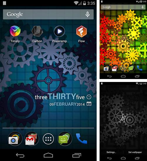 Kostenloses Android-Live Wallpaper Zahnräder 3D. Vollversion der Android-apk-App Gears 3D für Tablets und Telefone.