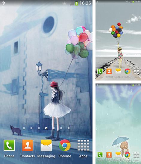 Kostenloses Android-Live Wallpaper Mädchen und ein Regentag. Vollversion der Android-apk-App Girl and rainy day für Tablets und Telefone.