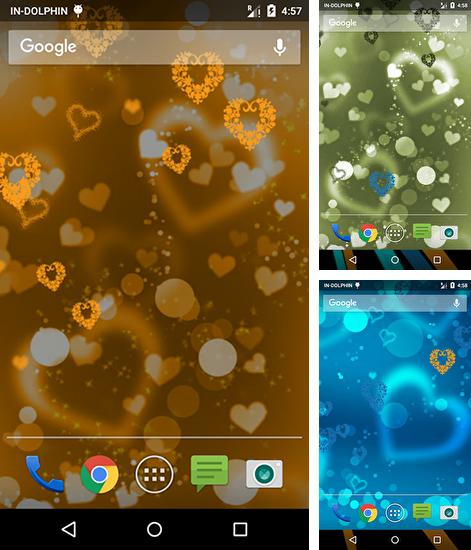 Kostenloses Android-Live Wallpaper Leuchtendes Herz. Vollversion der Android-apk-App Glow heart für Tablets und Telefone.