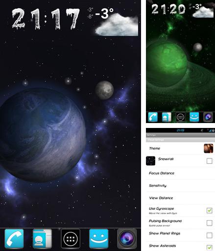 Kostenloses Android-Live Wallpaper Weltraum im Gyroskop 3D. Vollversion der Android-apk-App Gyrospace 3D für Tablets und Telefone.