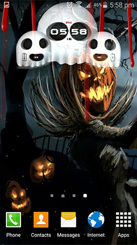 Screenshots of the Halloween: Clock for Android tablet, phone.