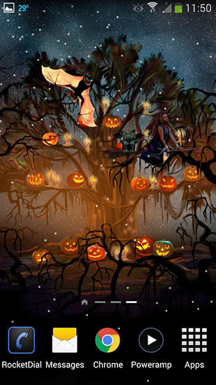 Descargar Halloween: Happy witches para Android gratis. El fondo de pantalla  animados Halloween: Brujas felices en Android.