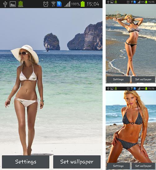 Zusätzlich zum Live Wallpaper Leuchtender Dschungel für Android Mobiltelefone und Tablets, können Sie auch Hottest girls: Hot beach, Die heißesten Mädchen: Heißer Strand kostenlos herunterladen.
