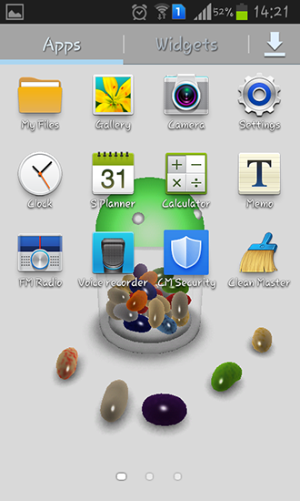 Screenshots of the Jelly bean 3D for Android tablet, phone.