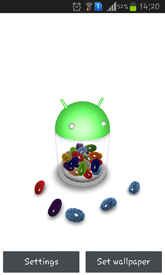 Screenshots of the Jelly bean 3D for Android tablet, phone.
