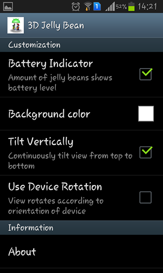 Android タブレット、携帯電話用ゼリー ビーン 3Dのスクリーンショット。
