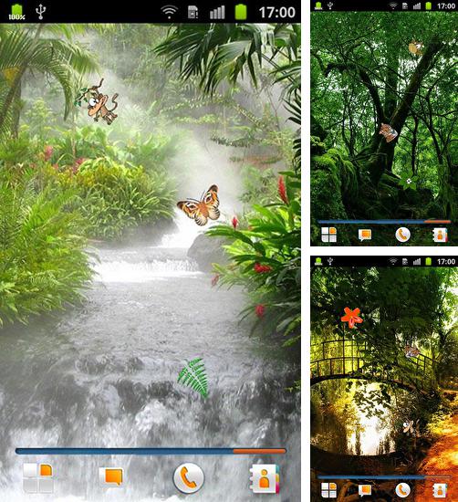 Дополнительно к живым обоям на Андроид телефоны и планшеты Лягушки: встряхни и меняй, вы можете также бесплатно скачать заставку Jungle by Happy.