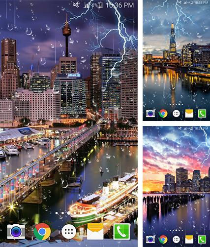 Kostenloses Android-Live Wallpaper Gewitter. Vollversion der Android-apk-App Lightning storm by live wallpaper HongKong für Tablets und Telefone.