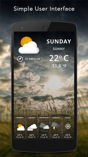 Écrans de Live weather pour tablette et téléphone Android.