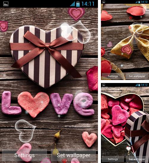Zusätzlich zum Live Wallpaper Regnerische Romantik für Android Mobiltelefone und Tablets, können Sie auch Love hearts, Herzen der Liebe kostenlos herunterladen.