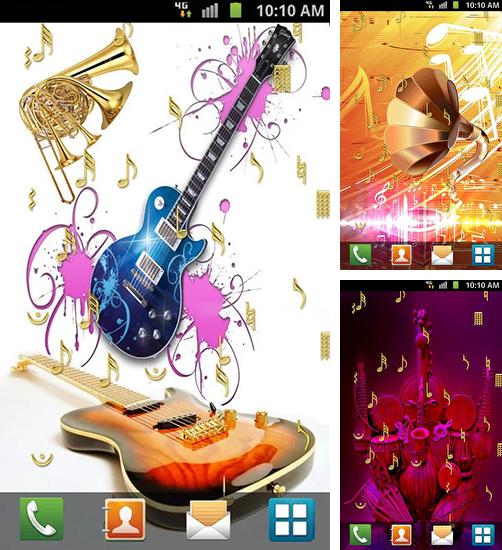 Дополнительно к живым обоям на Андроид телефоны и планшеты Воздушные шары, вы можете также бесплатно скачать заставку Music.