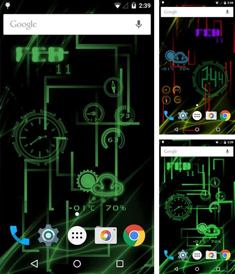 Kostenloses Android-Live Wallpaper Neonuhr. Vollversion der Android-apk-App Neon Clock für Tablets und Telefone.