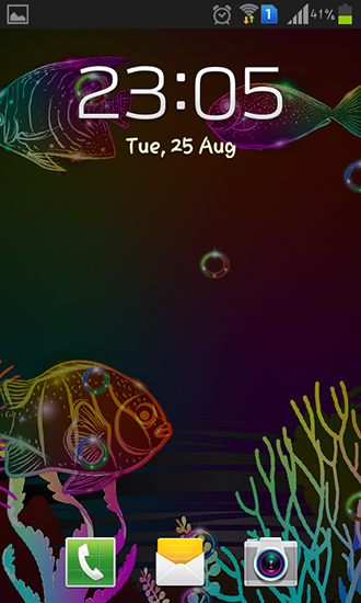 Écrans de Neon fish pour tablette et téléphone Android.