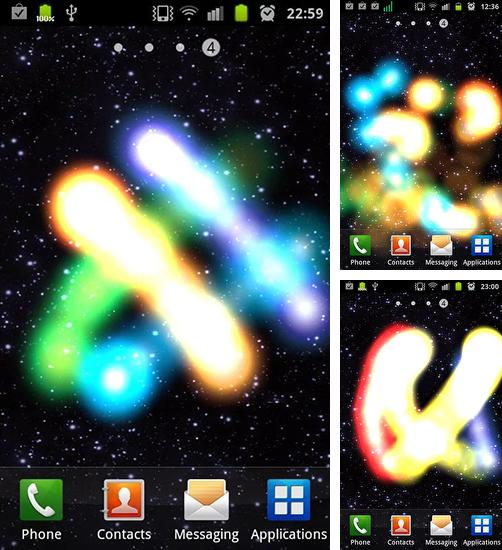 Además de fondo de pantalla animados Órbita de estrellas para teléfonos y tabletas Android, también puedes descargarte gratis Neon glow.
