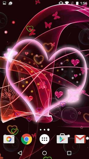 Neon hearts - скриншоты живых обоев для Android.