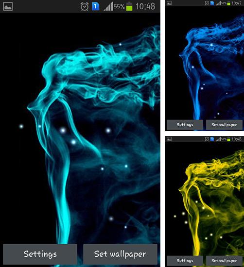 Дополнительно к живым обоям на Андроид телефоны и планшеты Вотерайз, вы можете также бесплатно скачать заставку Neon smoke.