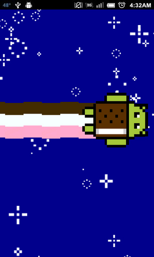 Screenshots of the Nyan droid for Android tablet, phone.