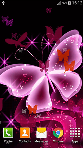 Скриншот Pink butterfly by Dream World HD Live Wallpapers. Скачать живые обои на Андроид планшеты и телефоны.