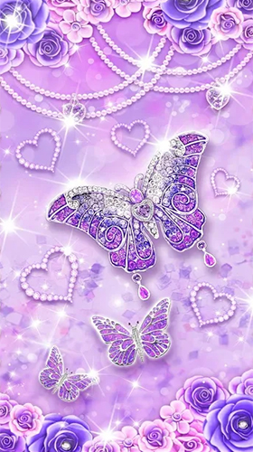 Télécharger le fond d'écran animé gratuit Papillon violet de diamants. Obtenir la version complète app apk Android Purple diamond butterfly pour tablette et téléphone.