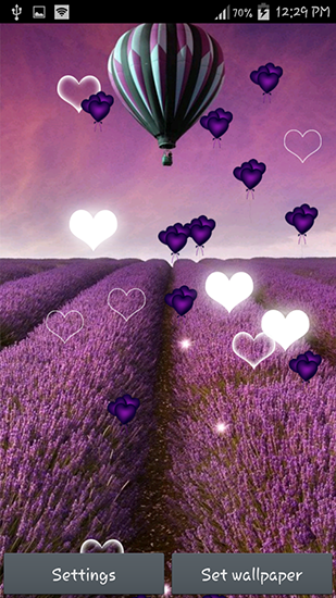 Purple heart für Android spielen. Live Wallpaper Lila Herzen kostenloser Download.